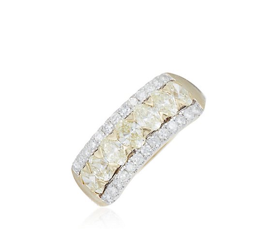 1.50ct Natural Yellow Oval & White Diamond Band Ring 14ct Gold