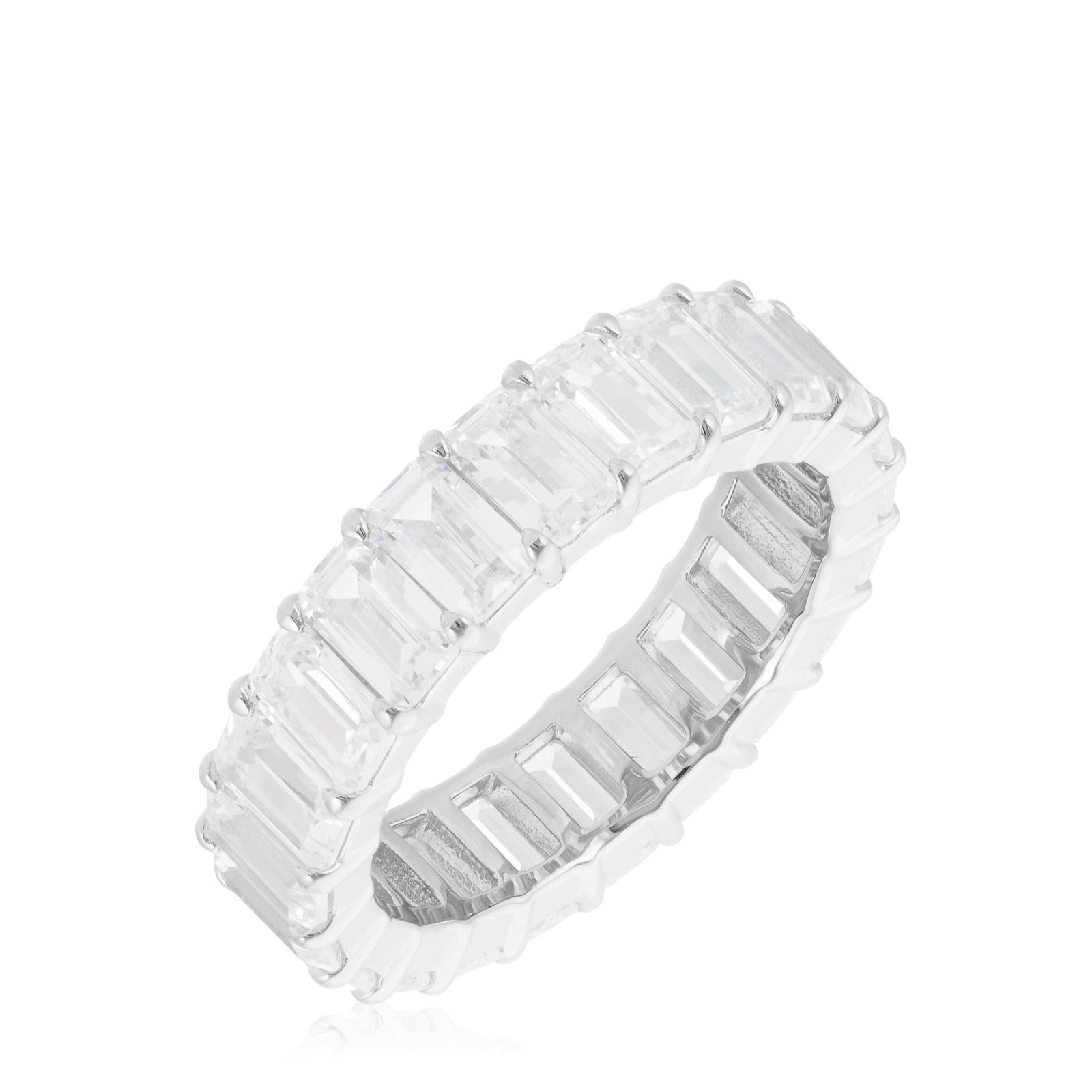 Diamonique 5.5ct tw Baguette Cut Eternity Ring Sterling Silver