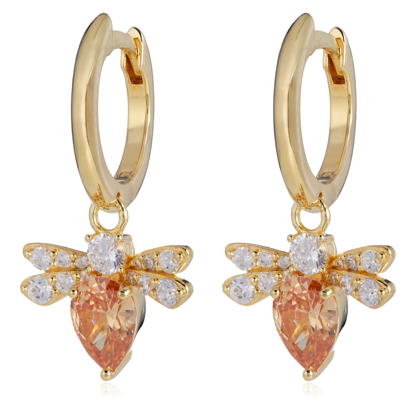 Diamonique 2ct tw Bee Drop Earrings Sterling Silver