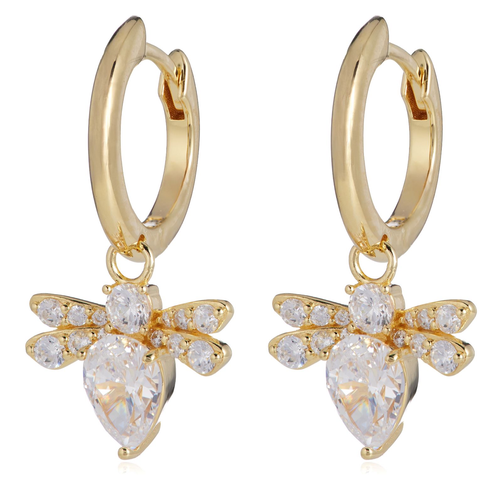 Diamonique 2ct tw Bee Drop Earrings Sterling Silver