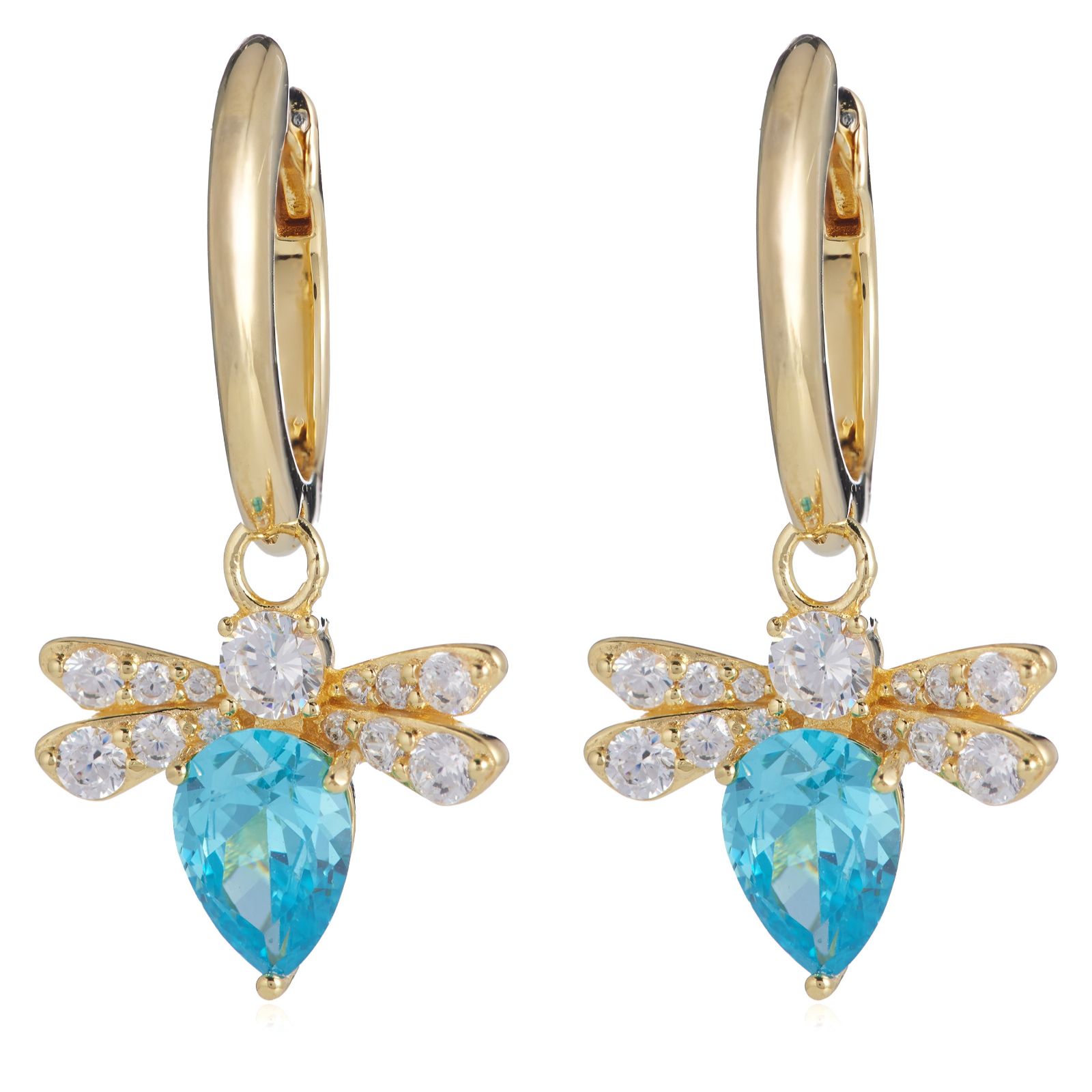 Diamonique 2ct tw Bee Drop Earrings Sterling Silver