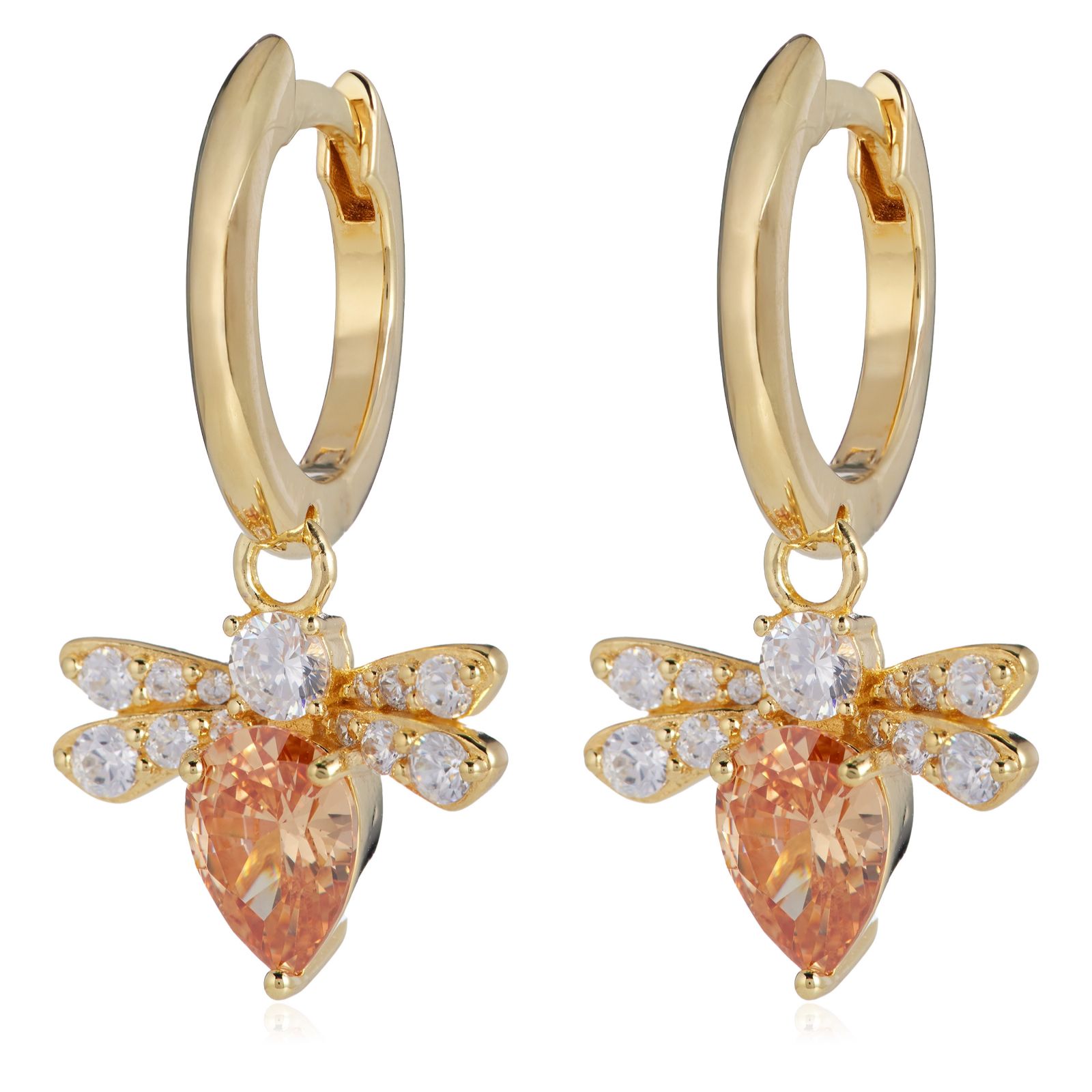 Diamonique 2ct tw Bee Drop Earrings Sterling Silver