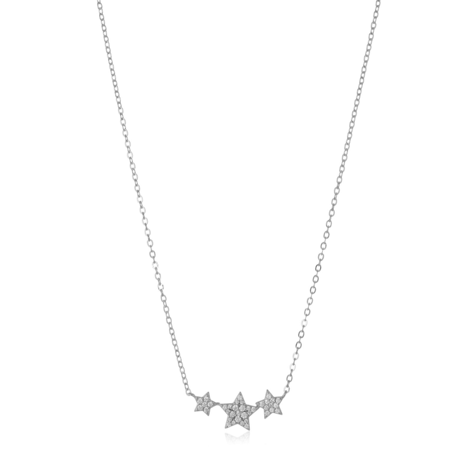 Diamonique 0.19c tw Triple Star 42cm Necklace Sterling Silver