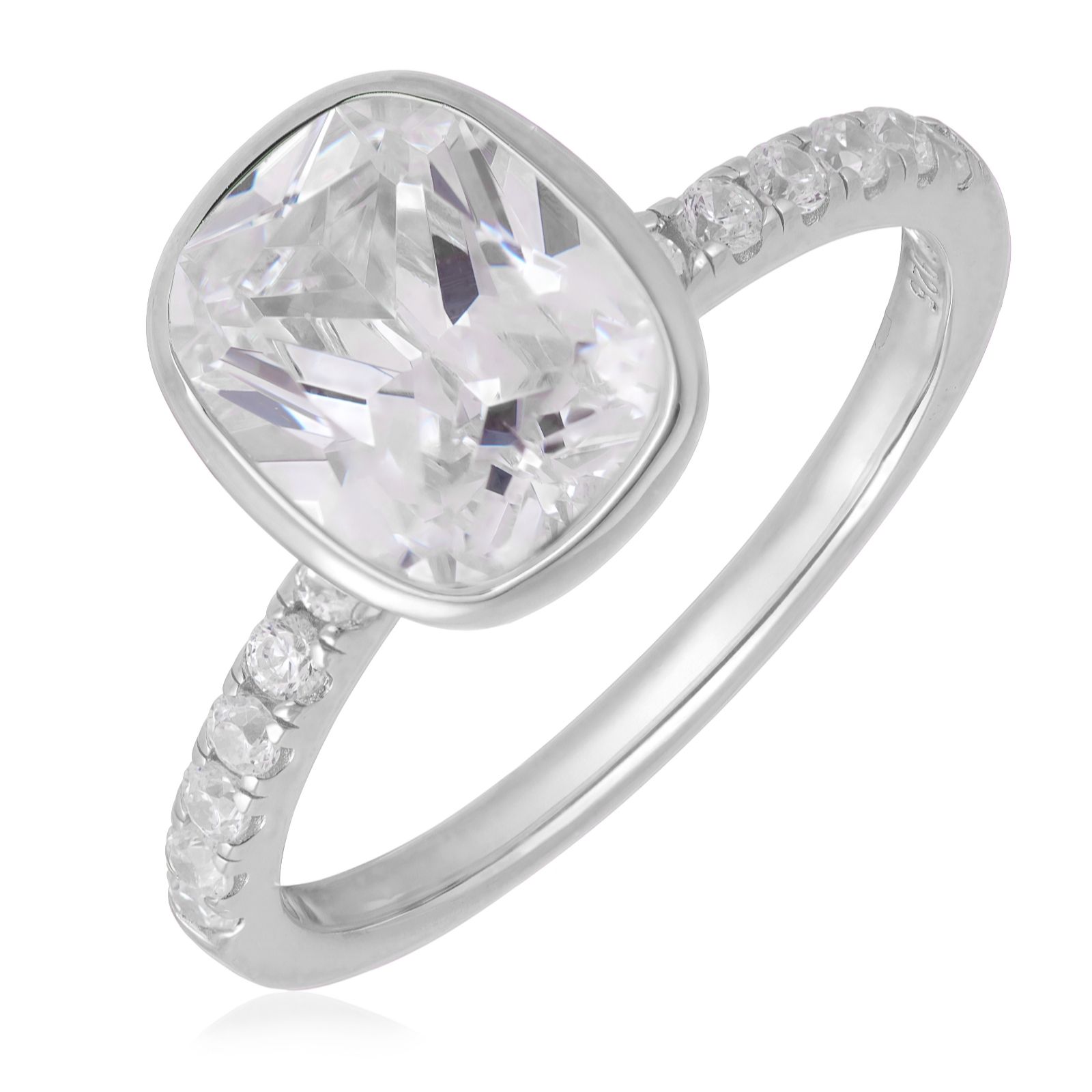 Diamonique 4.2ct tw Elongated Cushion Cut Ring Sterling Silver
