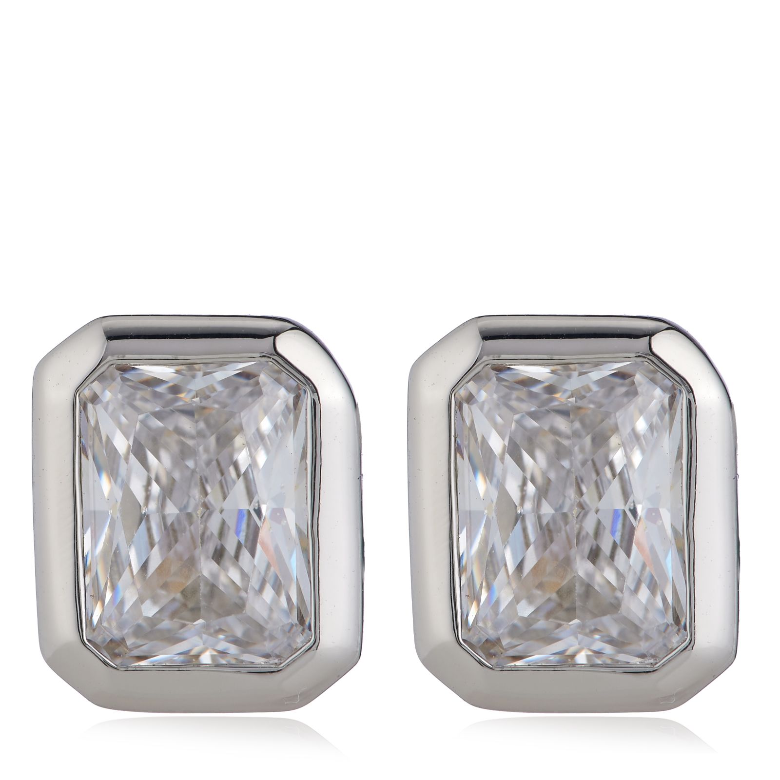 Diamonique Edit 3ct tw Bezel Set Choice of Cut Stud Earrings