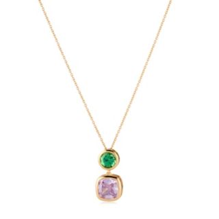Diamonique 6ct tw Round Bezel Necklace Sterling Silver