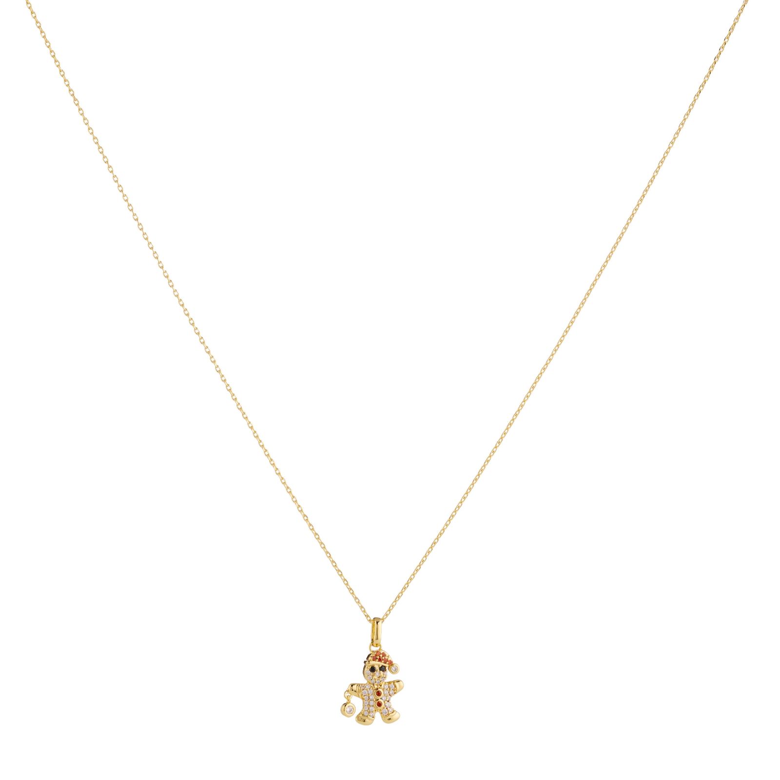 Diamonique Edit 0.23ct tw Gingerbread Man Pendant & Chain