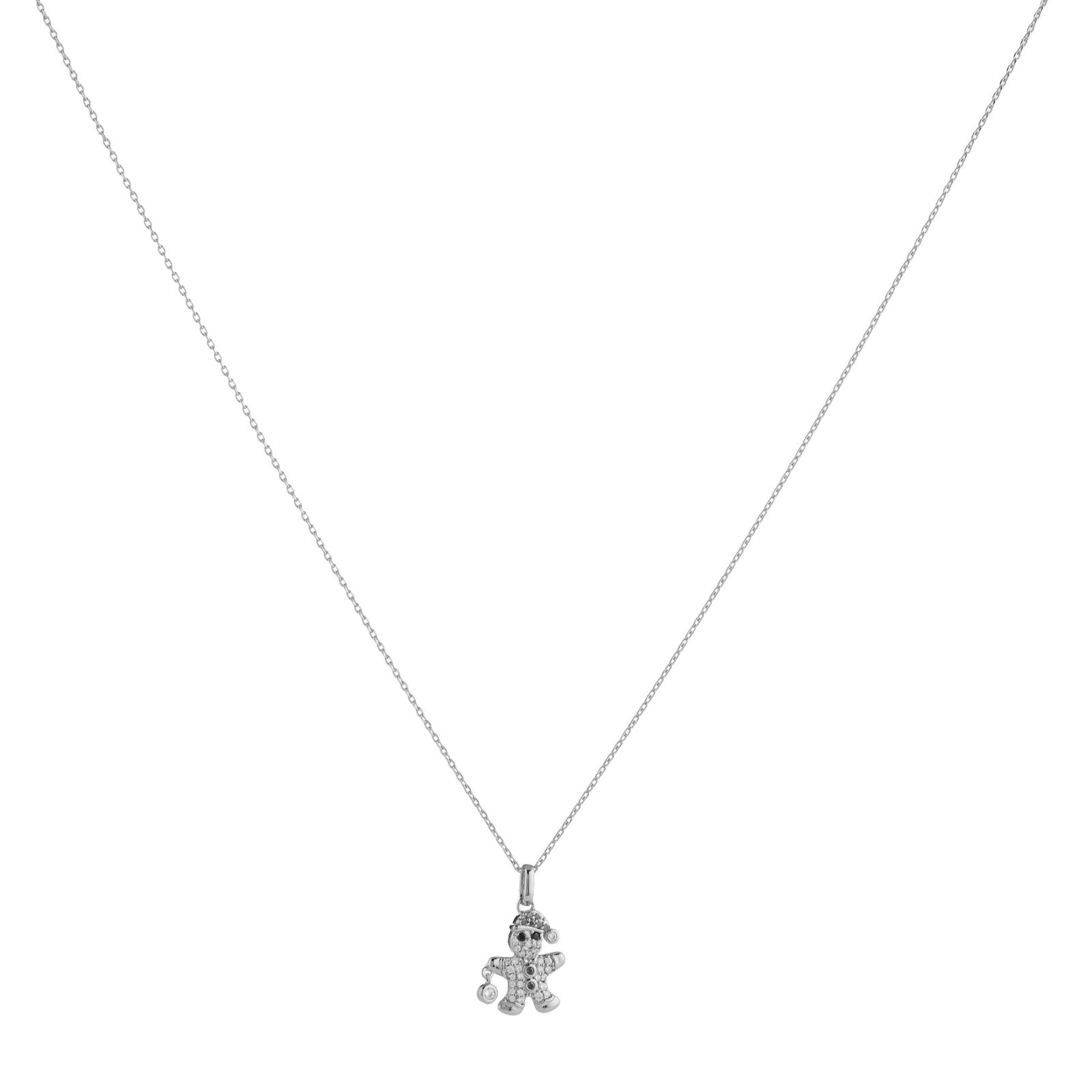 Diamonique Edit 0.23ct tw Gingerbread Man Pendant & Chain