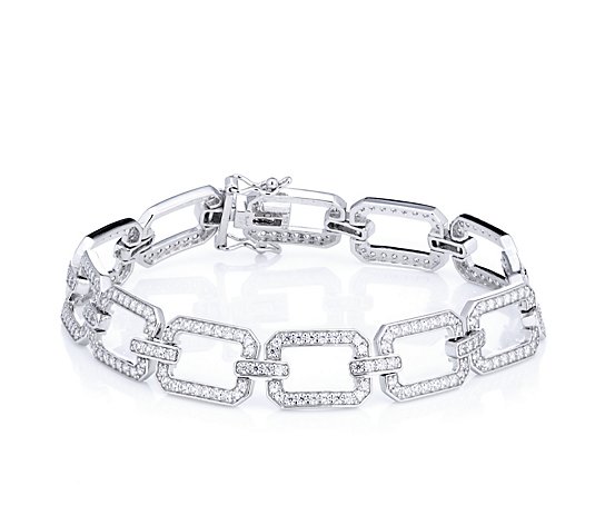 Michelle Mone for Diamonique 2.94ct tw Pave Chain Link Bracelet Sterling Silver