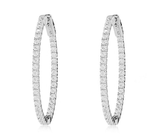Outlet Diamonique 0.74 ct tw Oval Hoop Earring Sterling Silver
