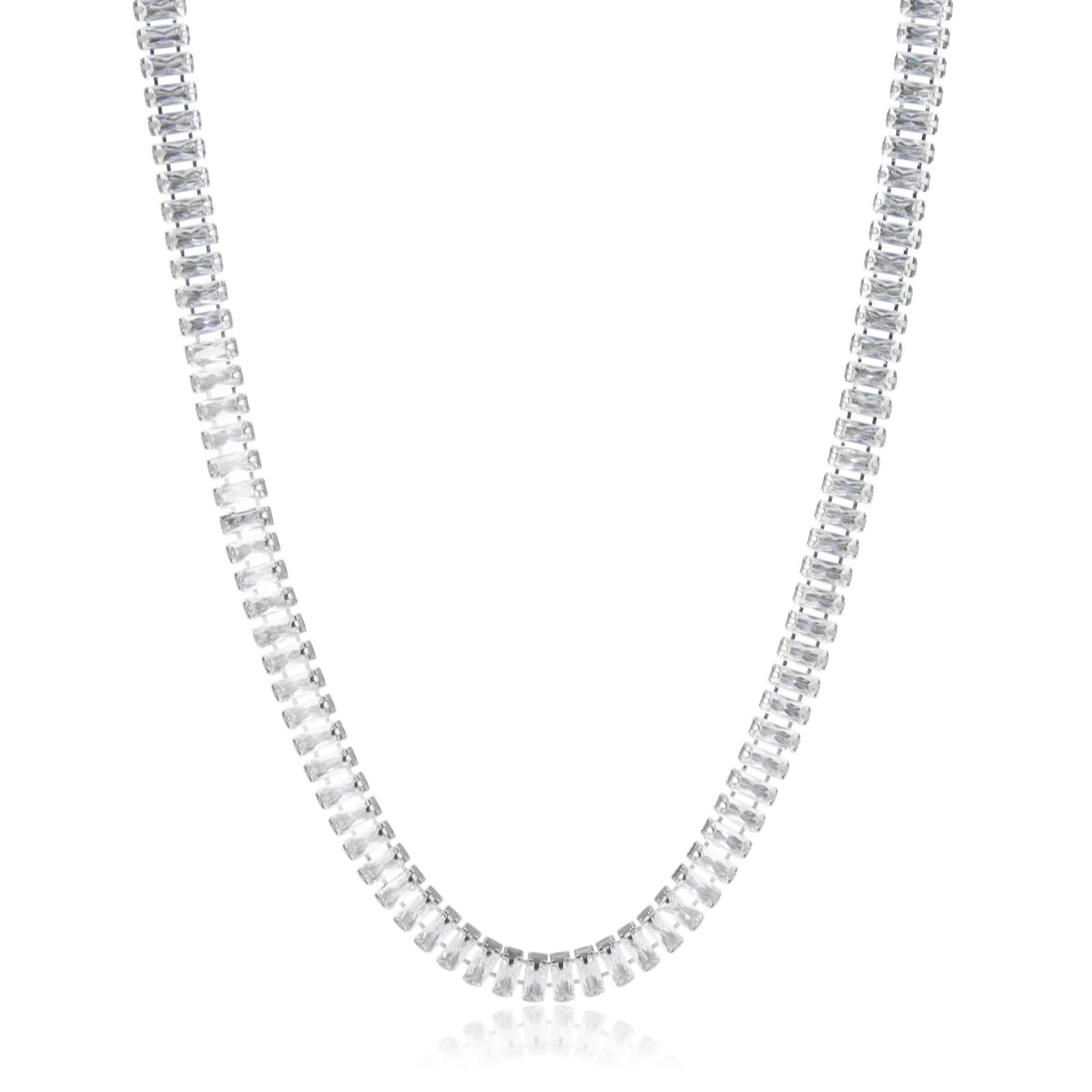 Steel by Diamonique Emerald Cut Necklace Stainless Steel - QVC UK