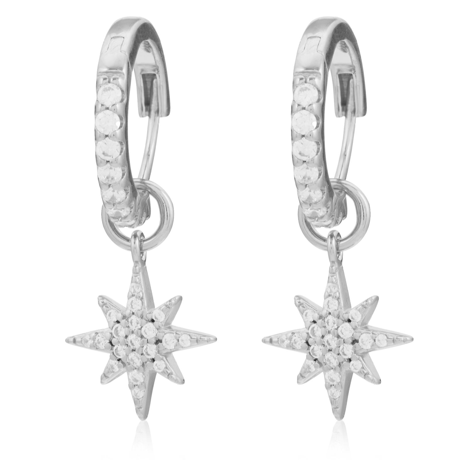 Diamonique 0.38ct tw Star Drop Earrings Sterling Silver