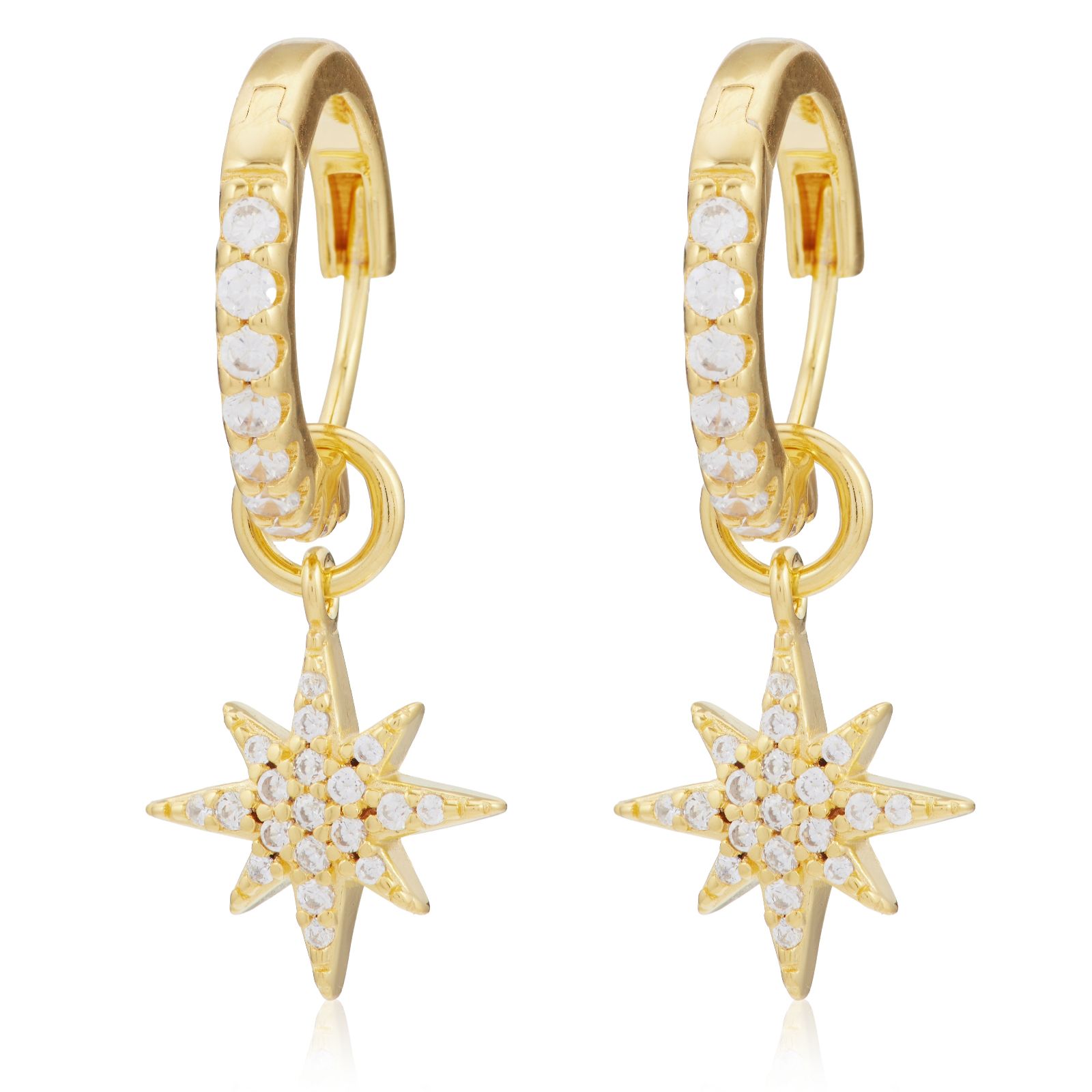 Diamonique 0.38ct tw Star Drop Earrings Sterling Silver