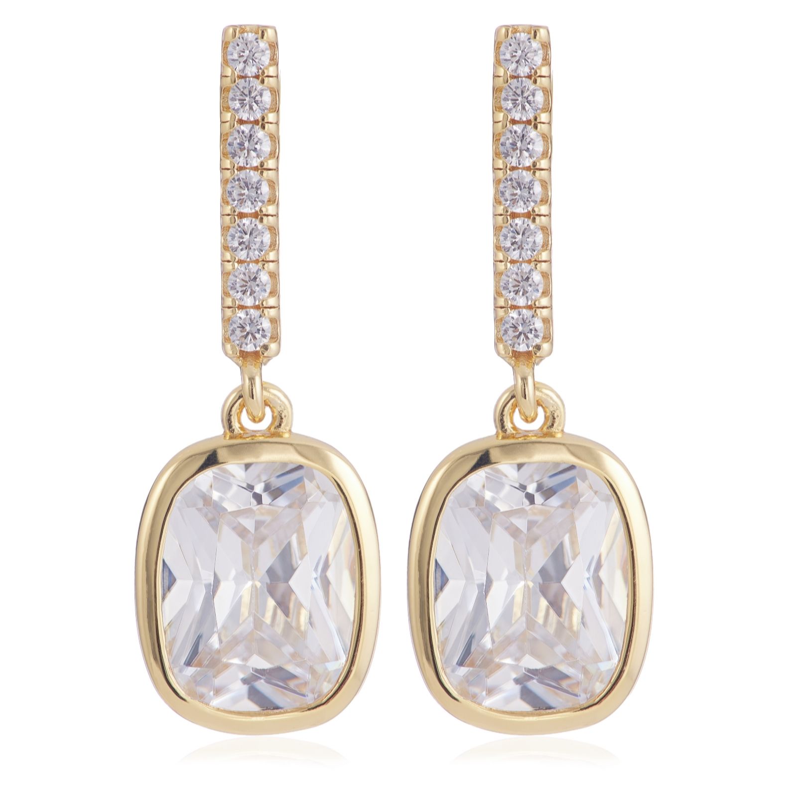 Diamonique 6ct Elongated Cushion Cut Drop Earrings Sterling Silver