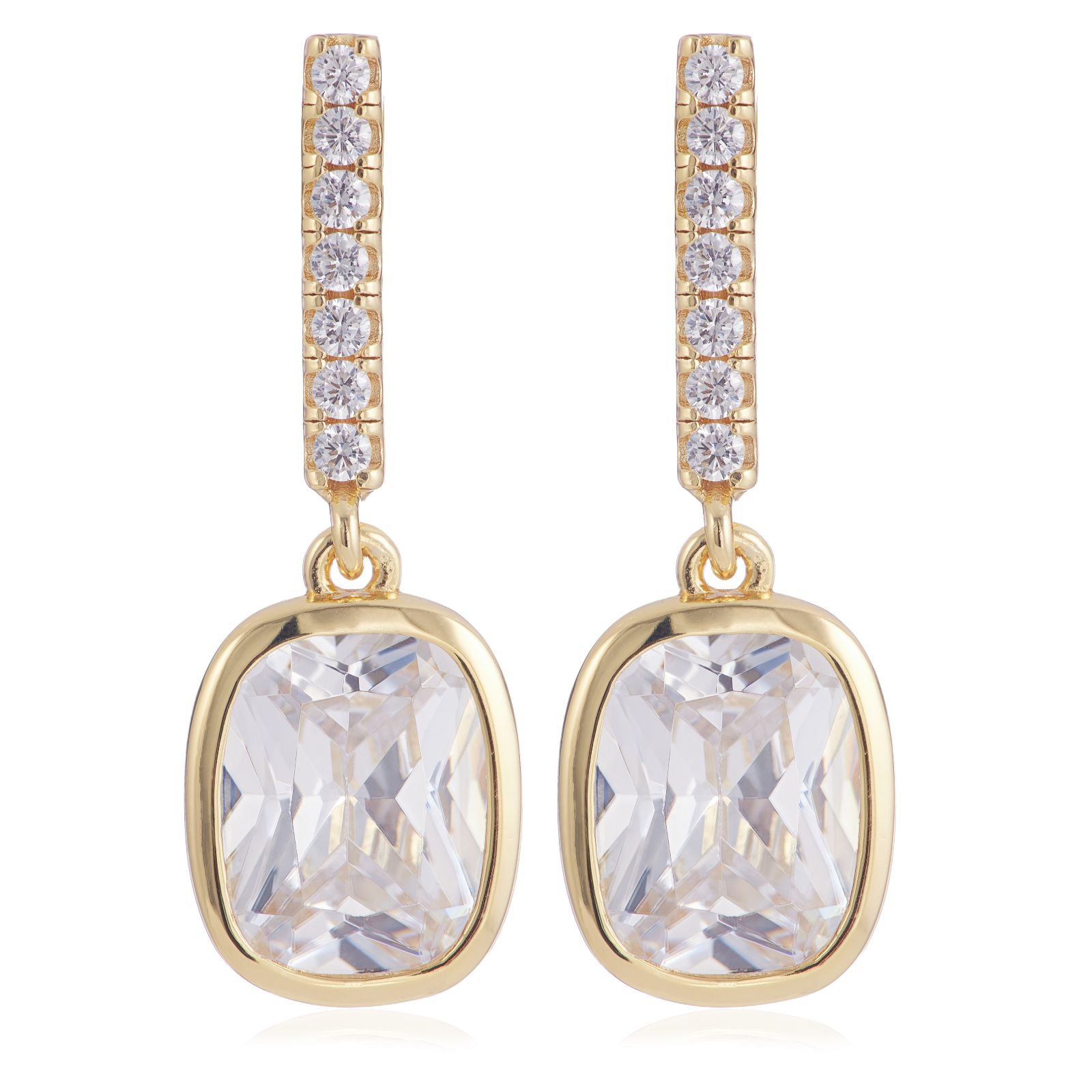 Diamonique 6ct Elongated Cushion Cut Drop Earrings Sterling Silver