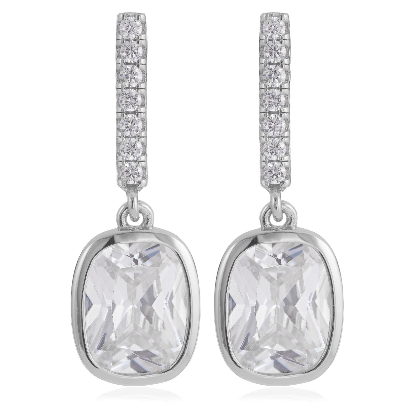 Diamonique 6ct Elongated Cushion Cut Drop Earrings Sterling Silver