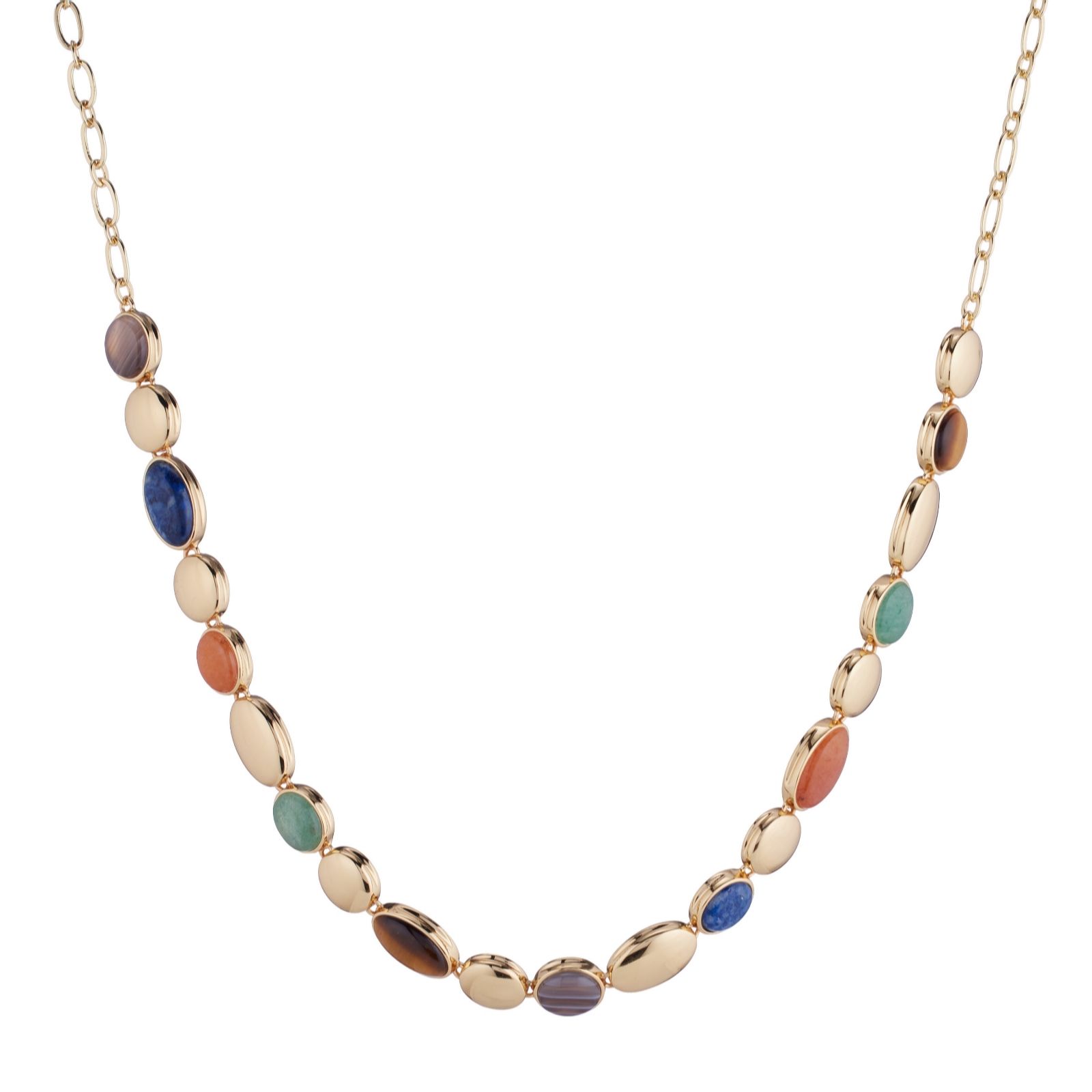 Malika Limited Edition Semi Precious Cabochon Bezel Pebble Necklace