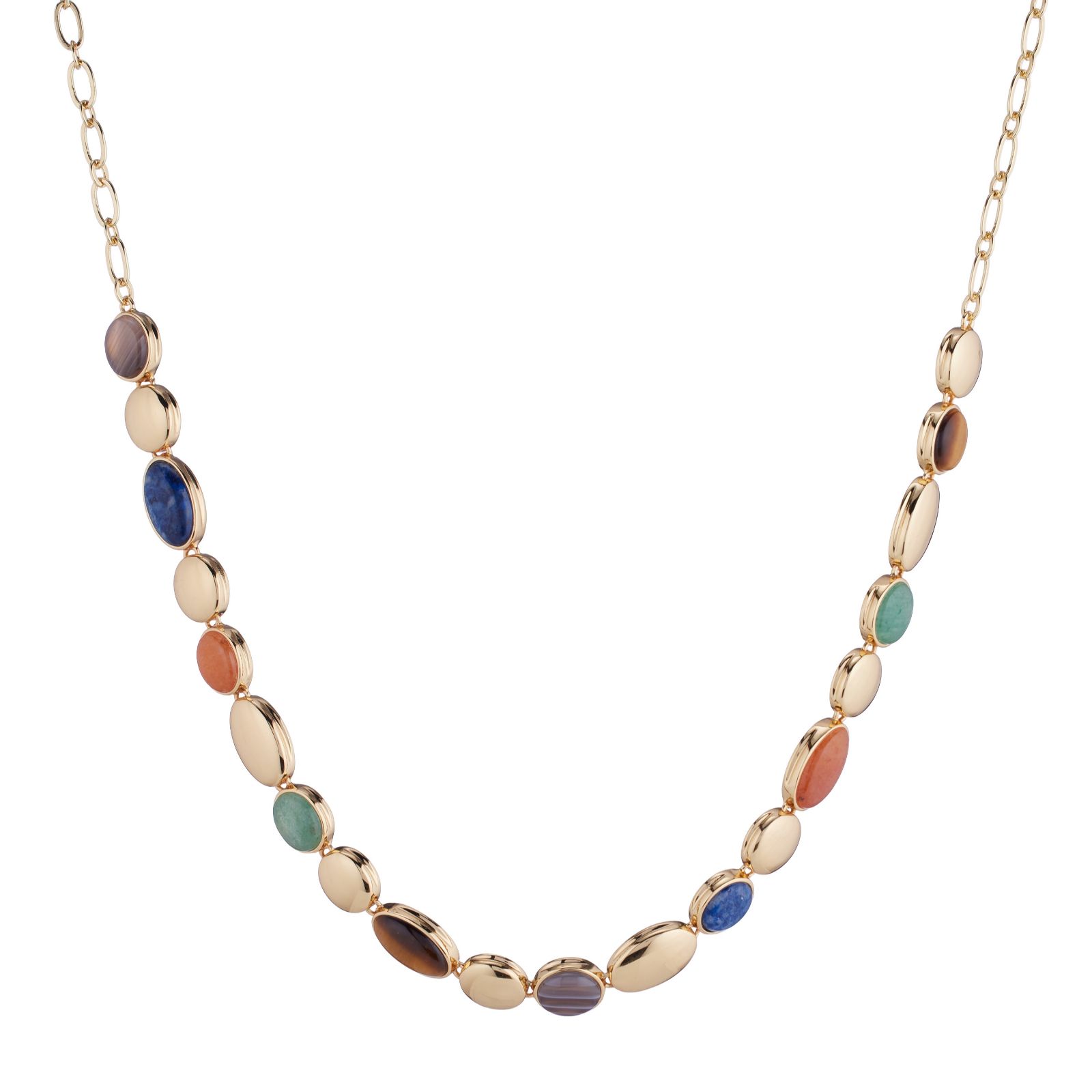 Malika Limited Edition Semi Precious Cabochon Bezel Pebble Necklace