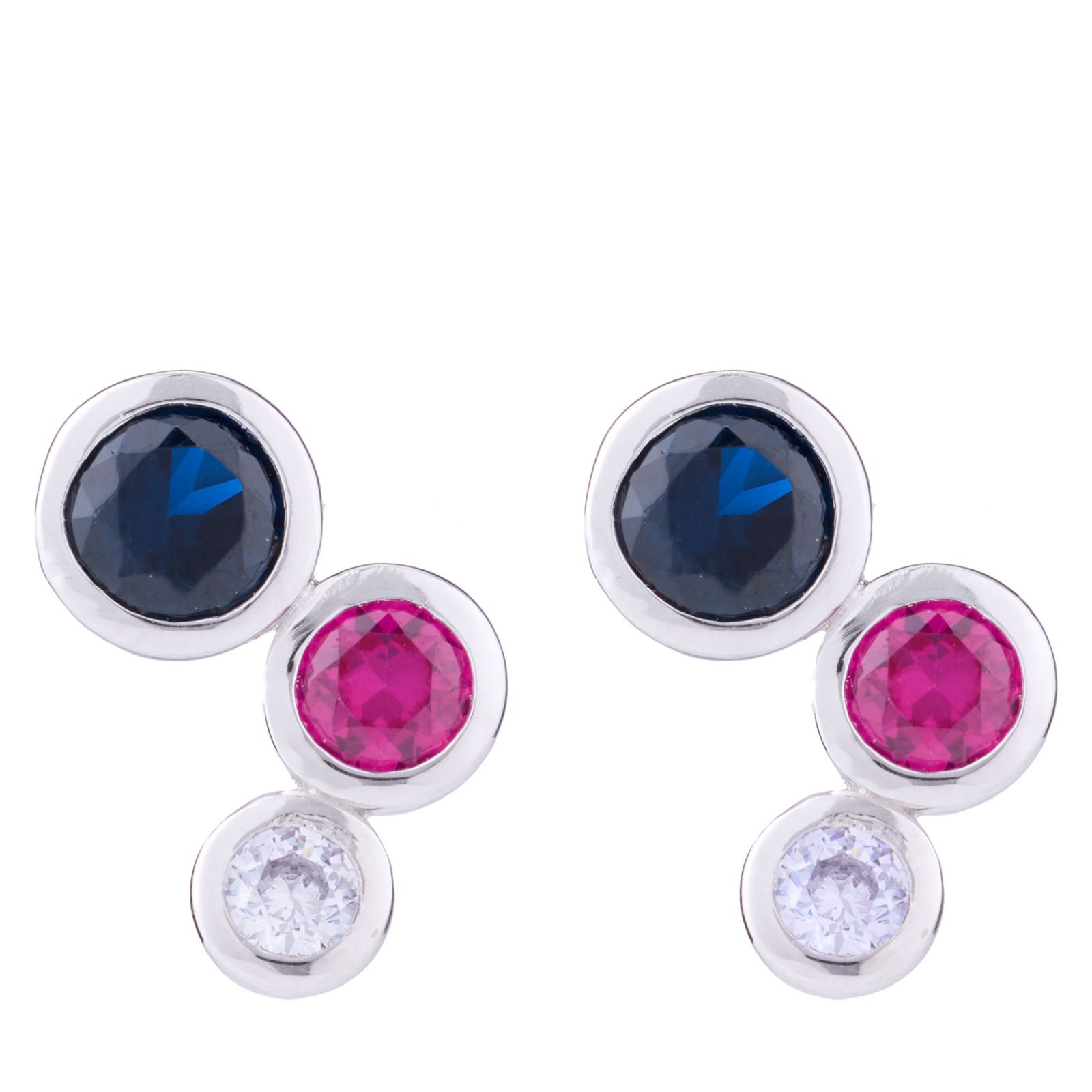 Diamonique 1.7ct Bubble Ear Climbers Sterling Silver