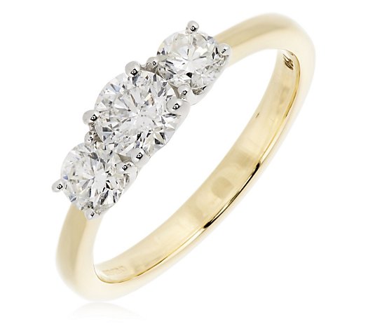 1.00ct Certified Diamond Brilliant Cut Trilogy Ring 18ct Gold