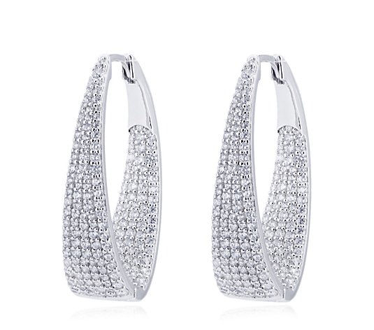 Michelle Mone for Diamonique 2.87ct tw Pave Hoop Earrings Sterling Silver