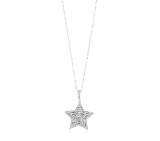 Diamonique 0.57 cw tw Star Pendant Necklace Sterling Silver