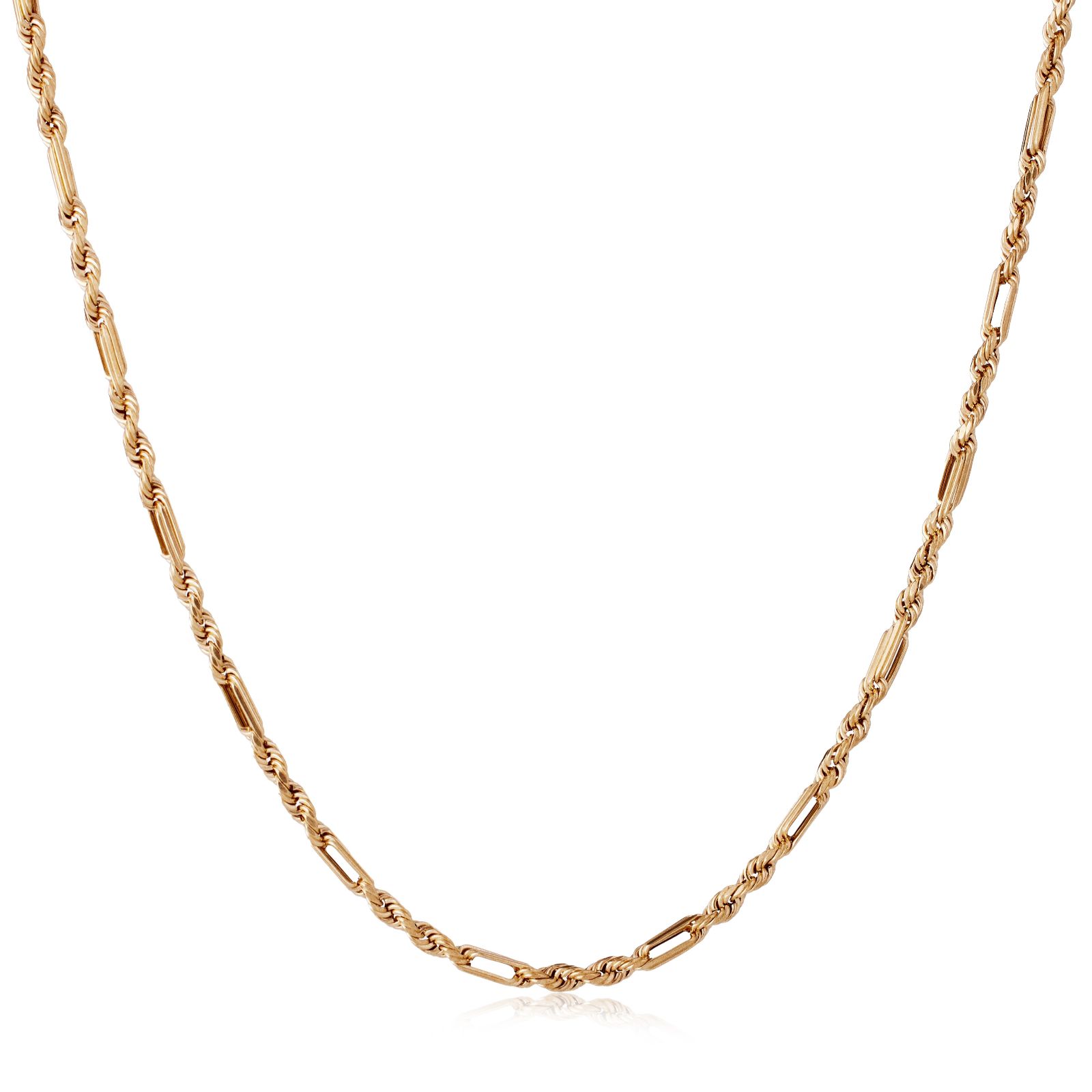 GOLD 9ct Yellow Gold 1.4mm Hollow Diamond Cut Figarope Chain 3.04g