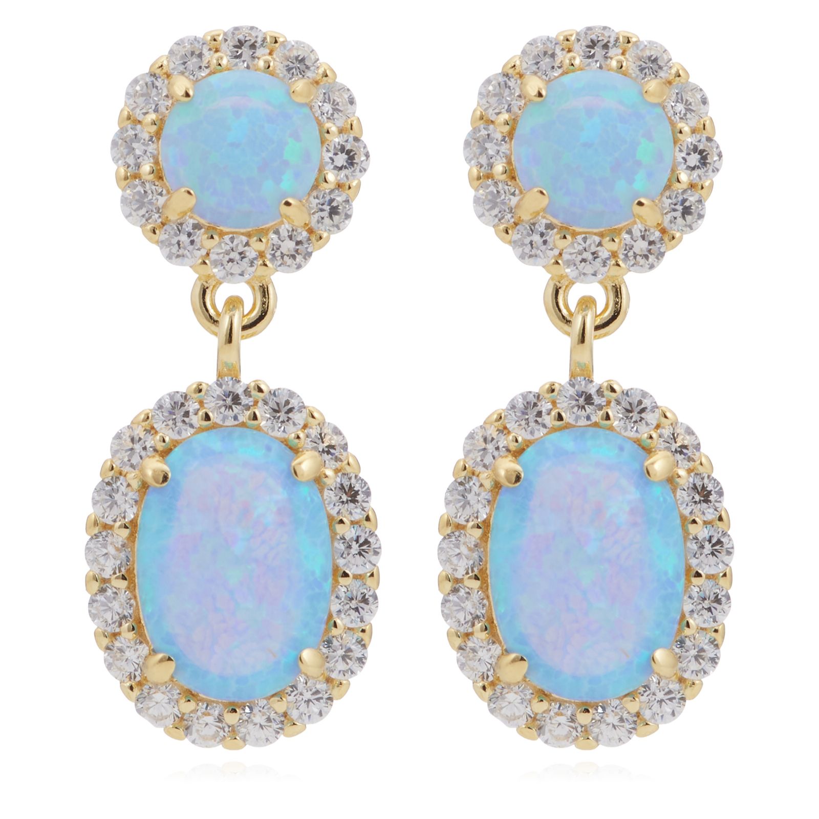 Diamonique 0.58ct tw Opal Drop Earrings Sterling Silver