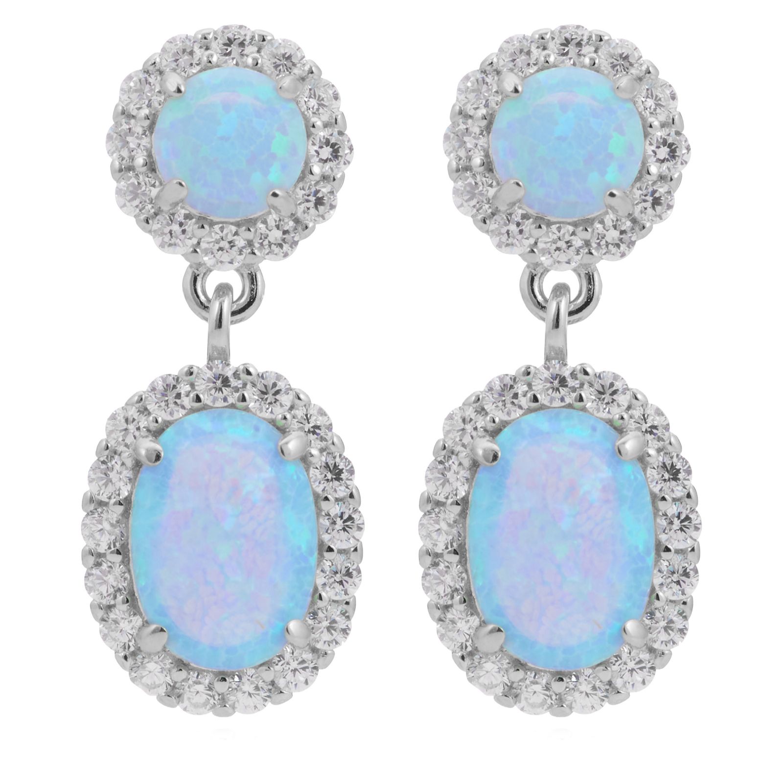 Diamonique 0.58ct tw Opal Drop Earrings Sterling Silver