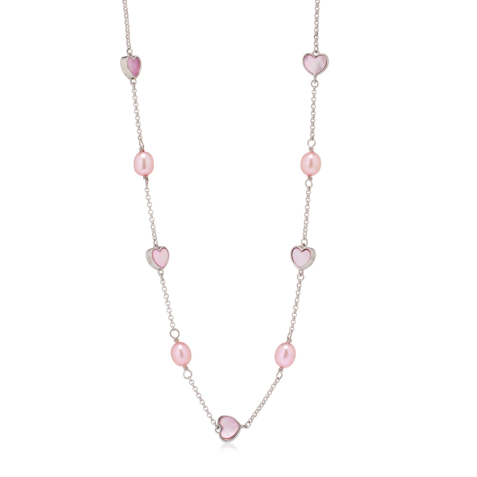 Lara Pearl Heart Mother of Pearl 6-7mm Oval Necklace