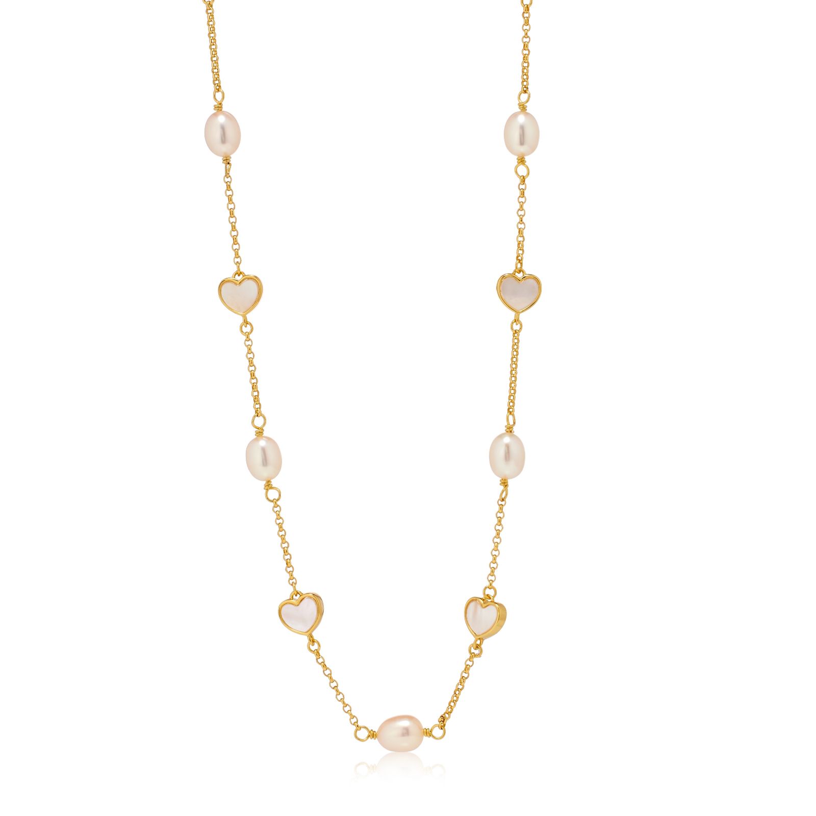 Lara Pearl Heart Mother of Pearl 6-7mm Oval Necklace