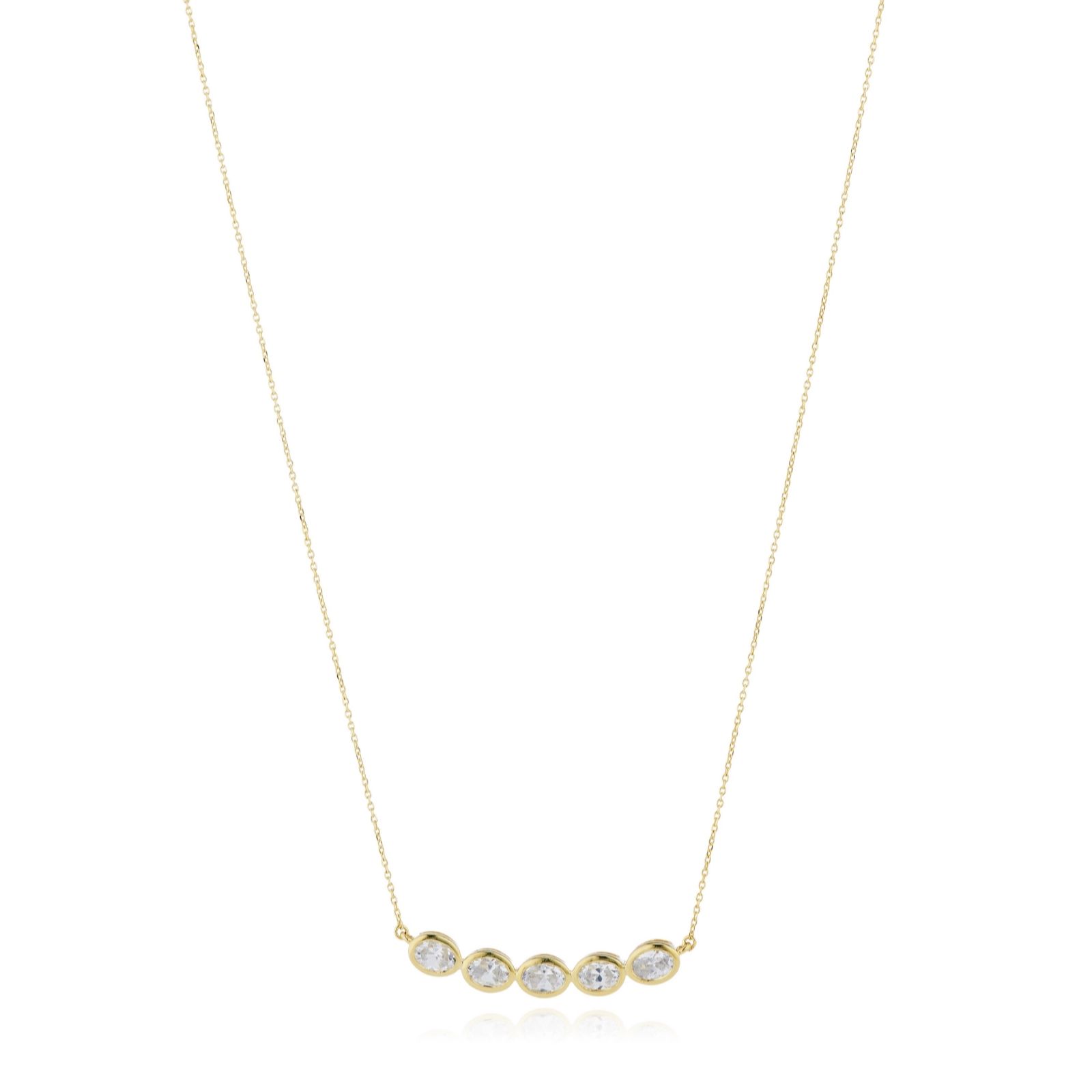 Fire Light 1.5ct Lab Grown Diamond Oval Cut Bar Necklace 9ct Gold