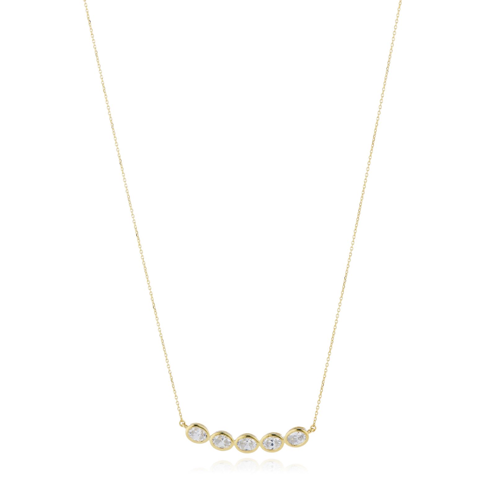 Fire Light 1.5ct Lab Grown Diamond Oval Cut Bar Necklace 9ct Gold