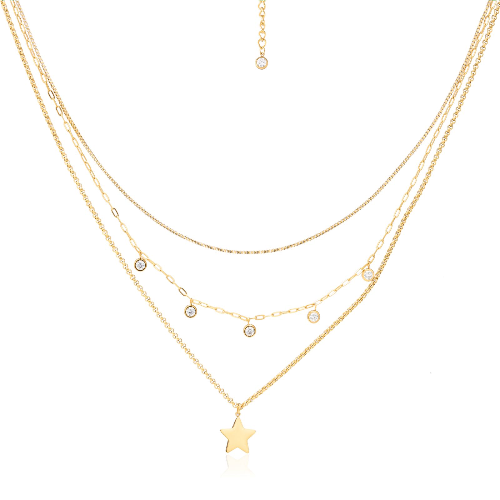 Steel By Diamonique Star Layered Necklace
