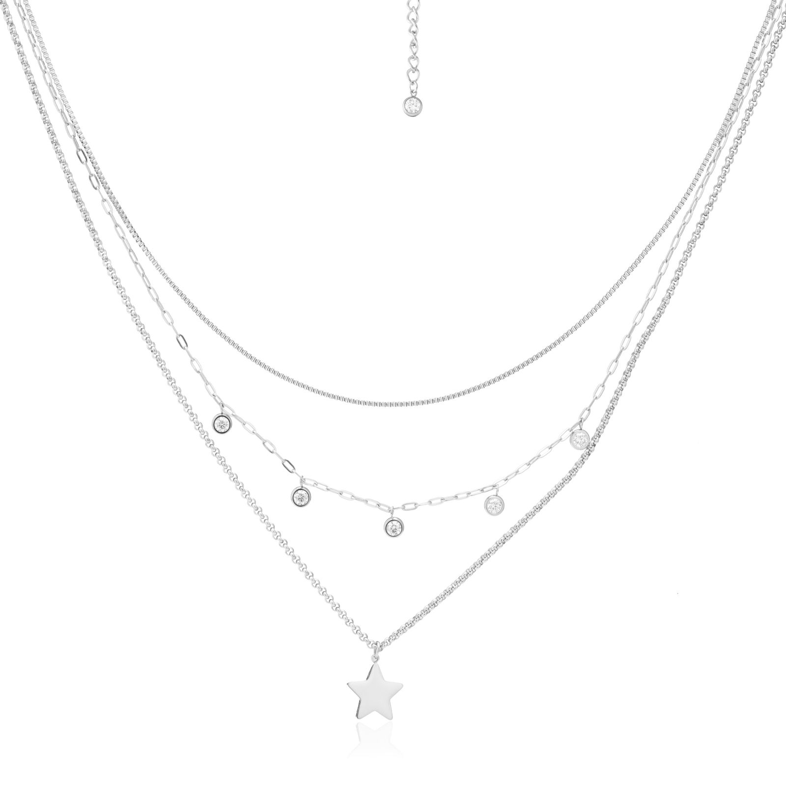 Steel By Diamonique Star Layered Necklace