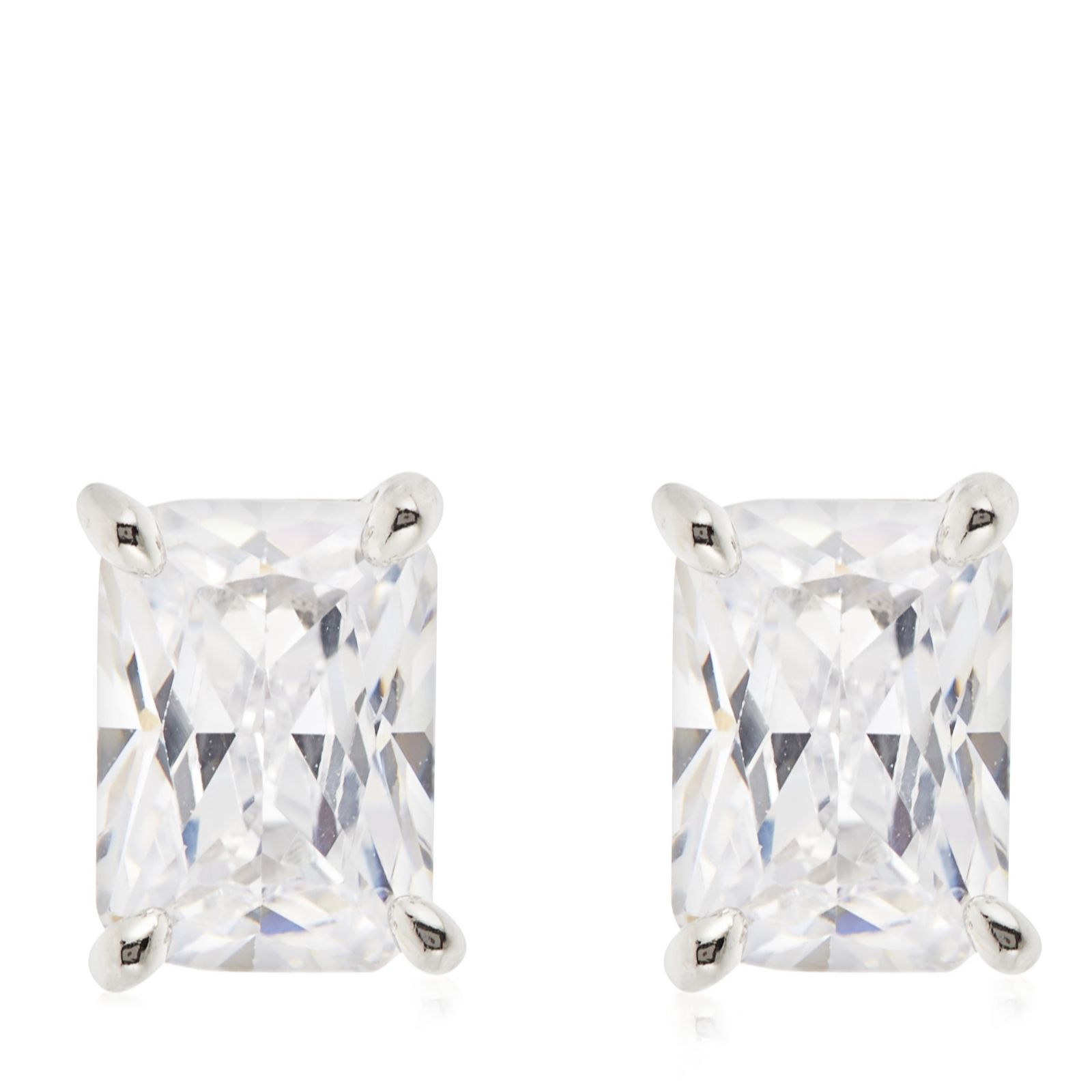 Diamonique Online Only 2ct tw Solitaire Studs Sterling Silver - QVC UK