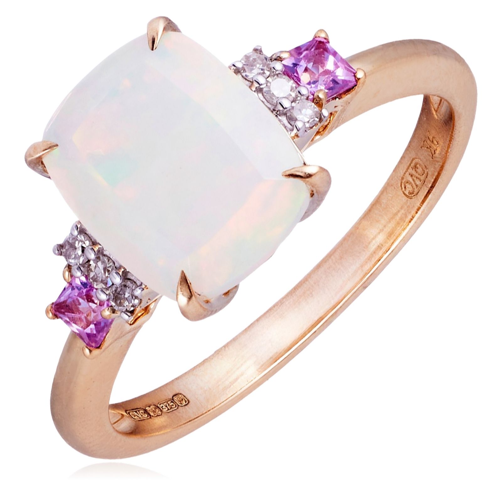 2.16ct Ethiopian O Cushion Square Pink Sapphire& 0.06ct Diamond Rg 9ct Gold