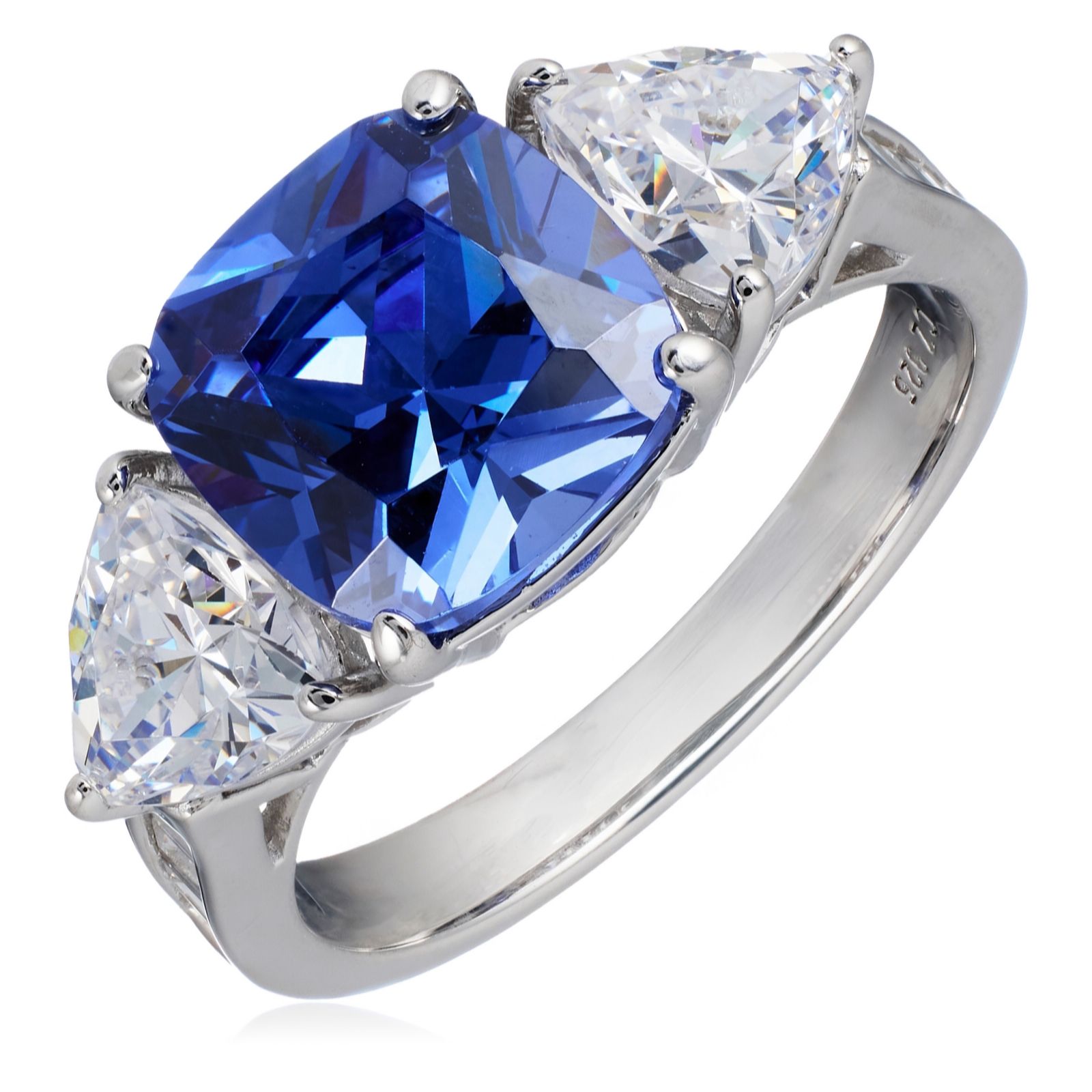 Diamonique 5.5ct tw Princess Cut Trilogy Ring Sterling Silver