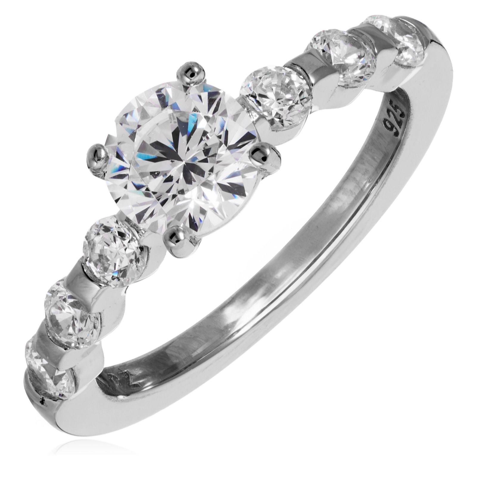 Diamonique 1.3ct tw Solitaire Ring Sterling Silver