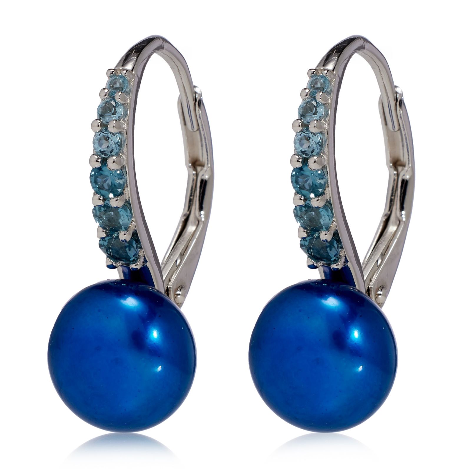 Lara Pearl 8-9mm Button Pearl Semi Precious Stone Leverback Earrings