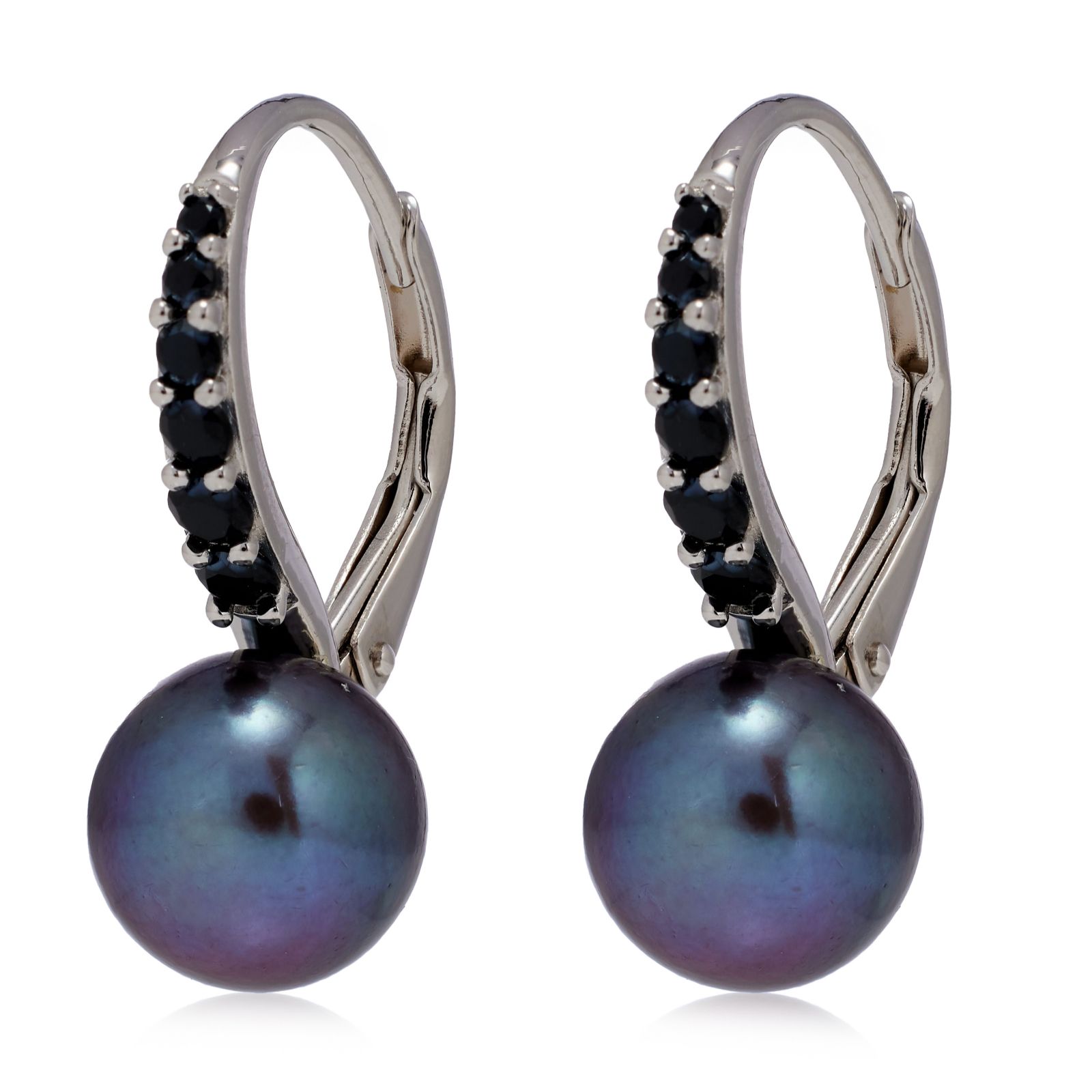 Lara Pearl 8-9mm Button Pearl Semi Precious Stone Leverback Earrings