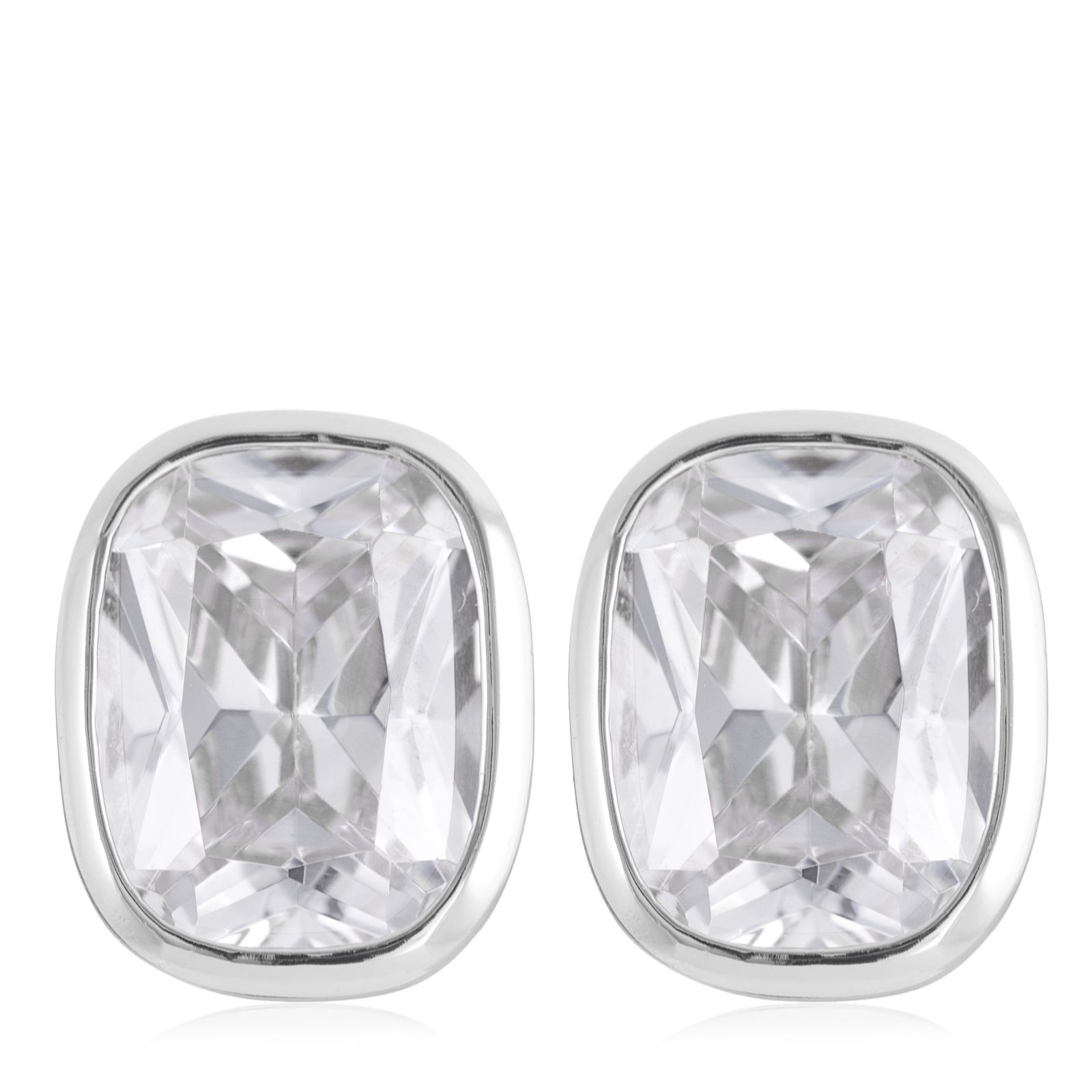 Diamonique 6ct tw Elongated Cushion Cut Stud Earrings Sterling Silver