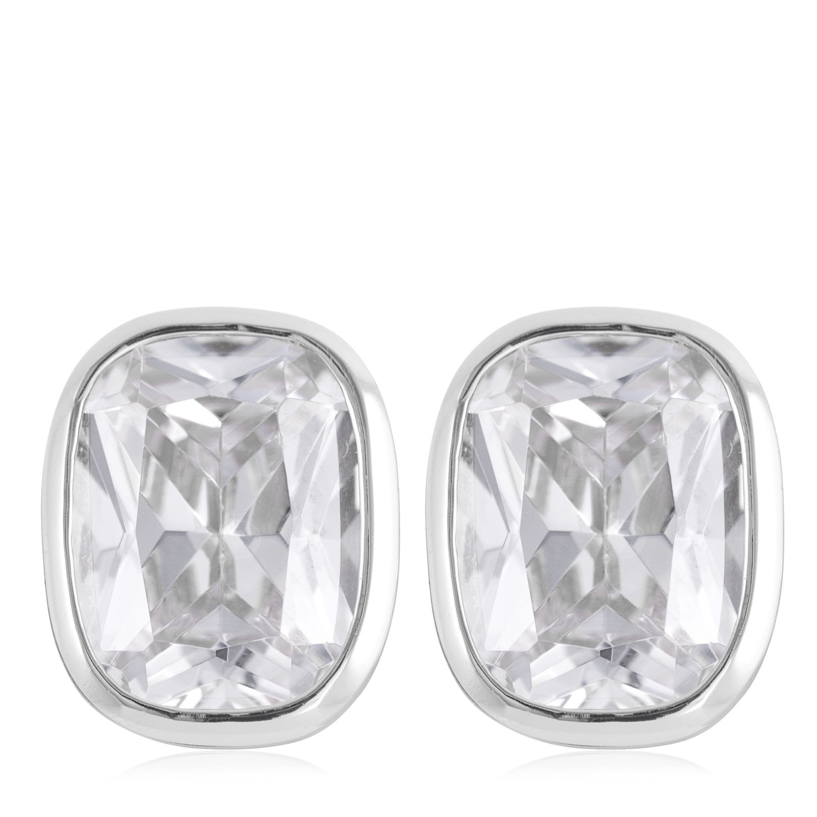 Diamonique 6ct tw Elongated Cushion Cut Stud Earrings Sterling Silver