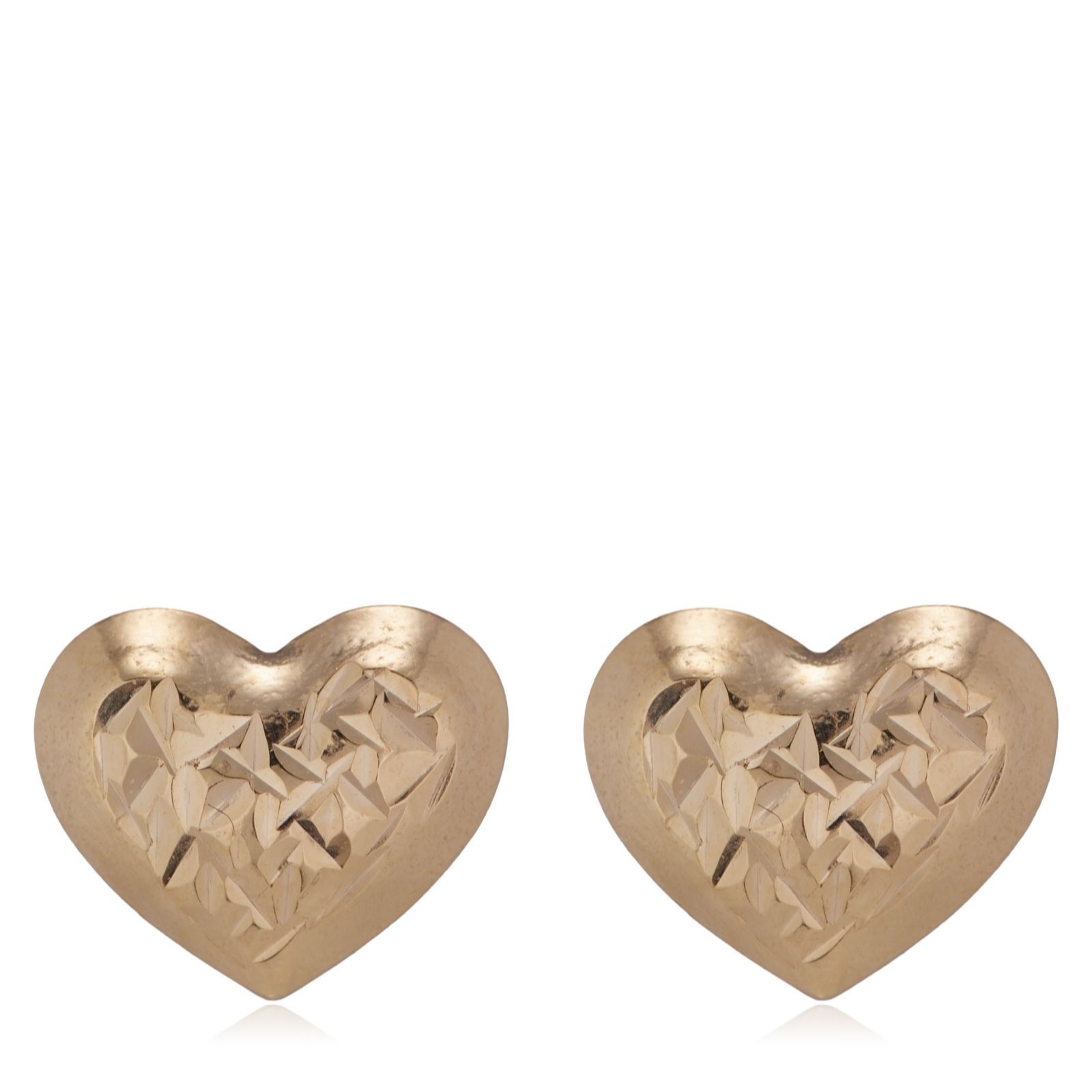 GOLD 9ct Gold Textured Heart Earrings