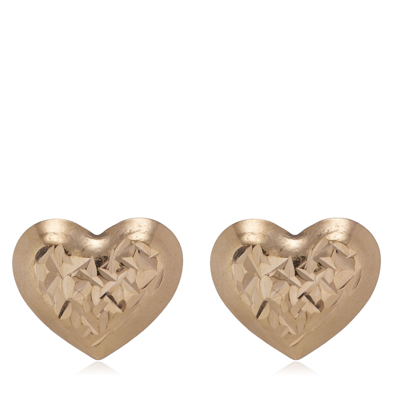 GOLD 9ct Gold Textured Heart Earrings