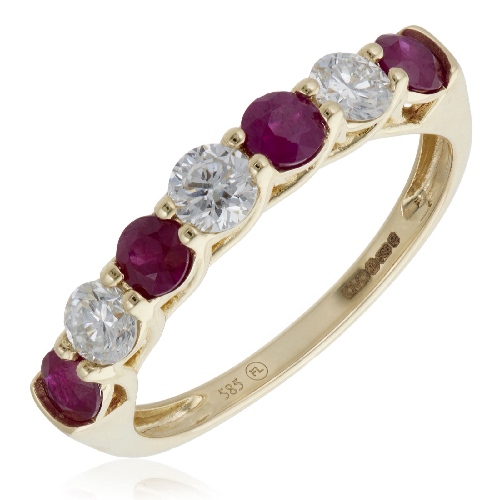 Fire Light 0.55ct Lab Grown Diamond & 0.70ct Ruby Eternity Ring 14ct Gold