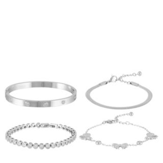 Steel by Diamonique 4 Row Multi Bracelet Stack Stainless Steel