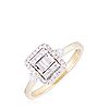 0.20ct Diamond Mixed Cut Rectangular Halo Ring Shoulder Accents 9ct Gold
