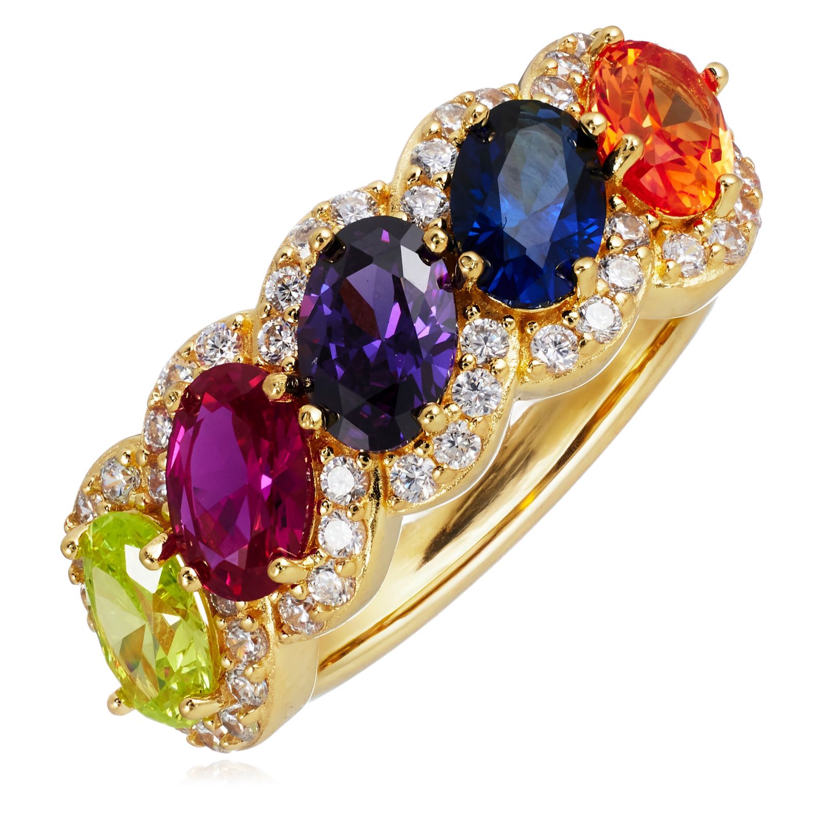 Diamonique 3ct tw Oval Multi Stone Ring Sterling Silver