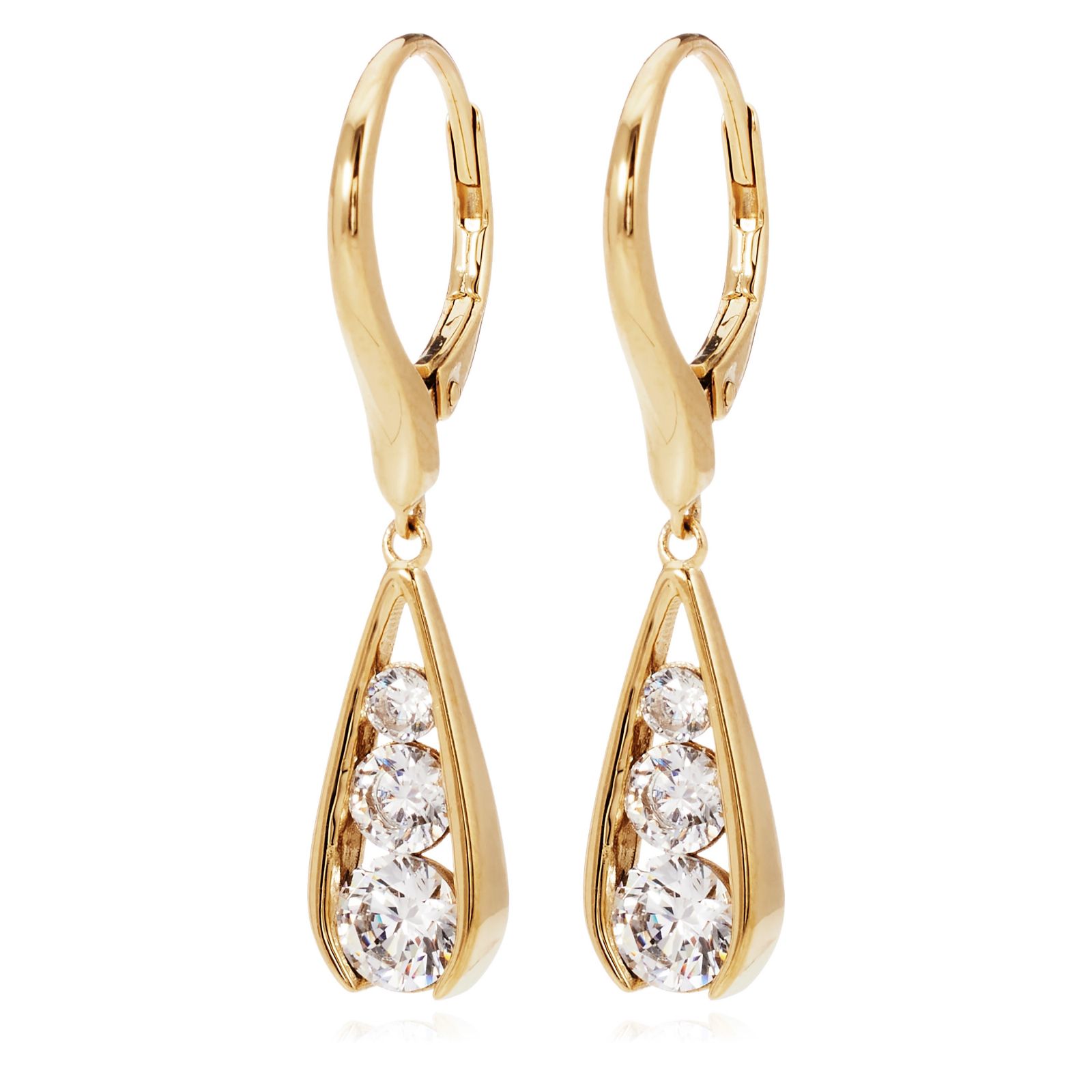 Diamonique 1.6ct tw Floating Stone Leverback Earrings Sterling Silver